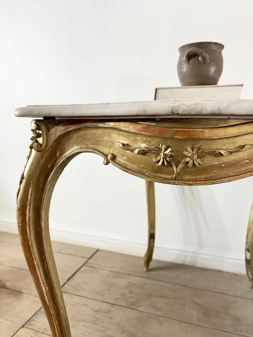 19th Century Antique French Marble Top Gilt Console Table